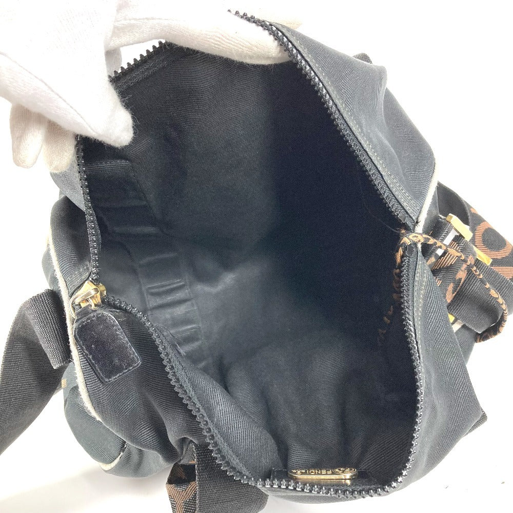 FENDI ヴィンテージ ロゴ ミニボストンバッグ カバン 斜め掛け ハンドバッグ 筒形 ショルダーバッグ ナイロン ユニセックス ブラック