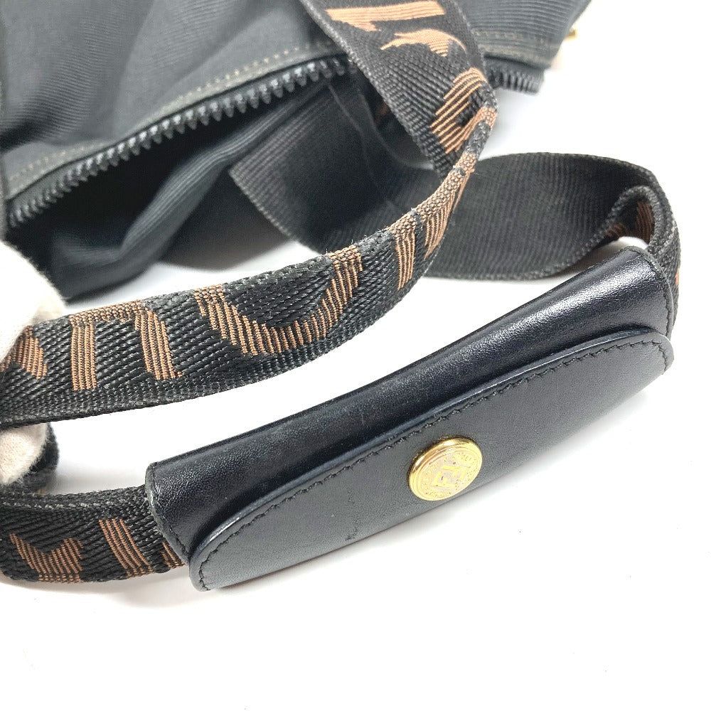 FENDI ヴィンテージ ロゴ ミニボストンバッグ カバン 斜め掛け ハンドバッグ 筒形 ショルダーバッグ ナイロン ユニセックス ブラック
