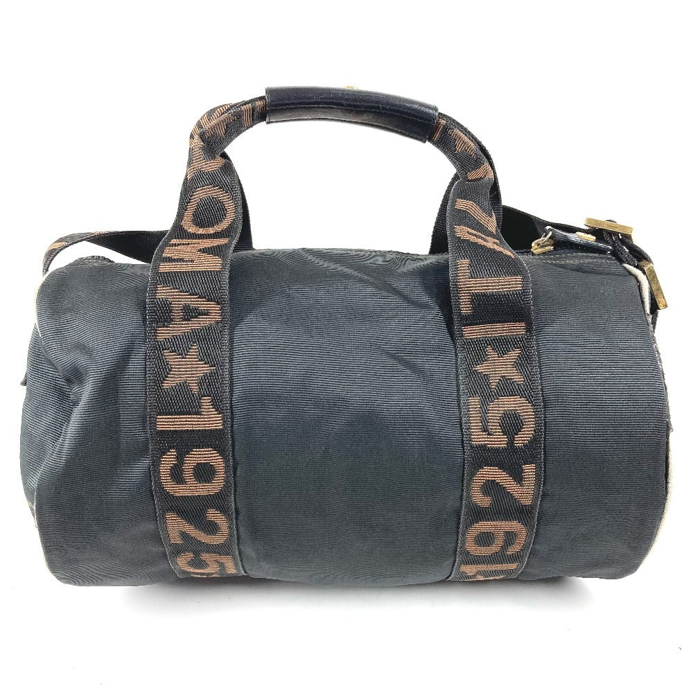 FENDI ヴィンテージ ロゴ ミニボストンバッグ カバン 斜め掛け ハンドバッグ 筒形 ショルダーバッグ ナイロン ユニセックス ブラック