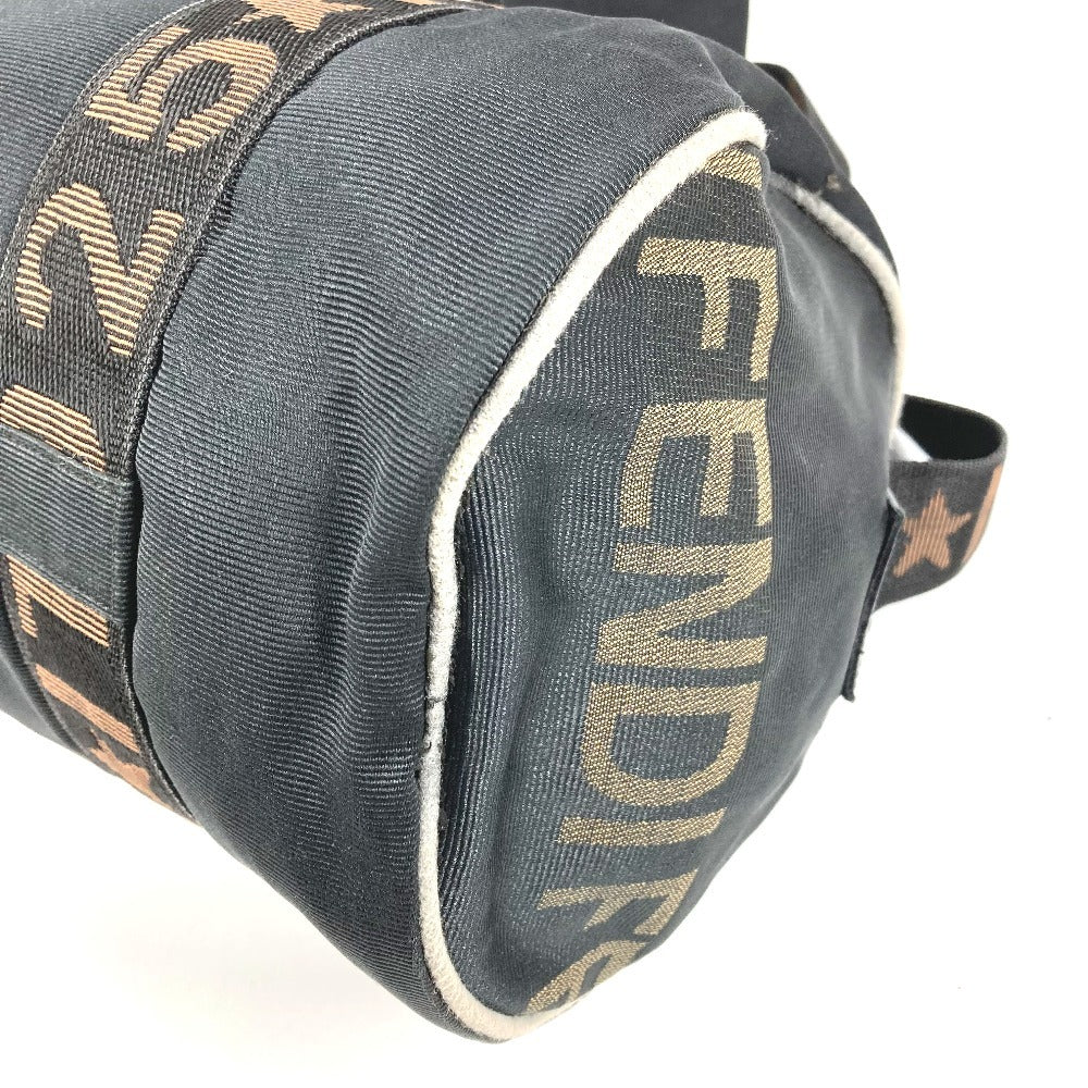 FENDI ヴィンテージ ロゴ ミニボストンバッグ カバン 斜め掛け ハンドバッグ 筒形 ショルダーバッグ ナイロン ユニセックス ブラック