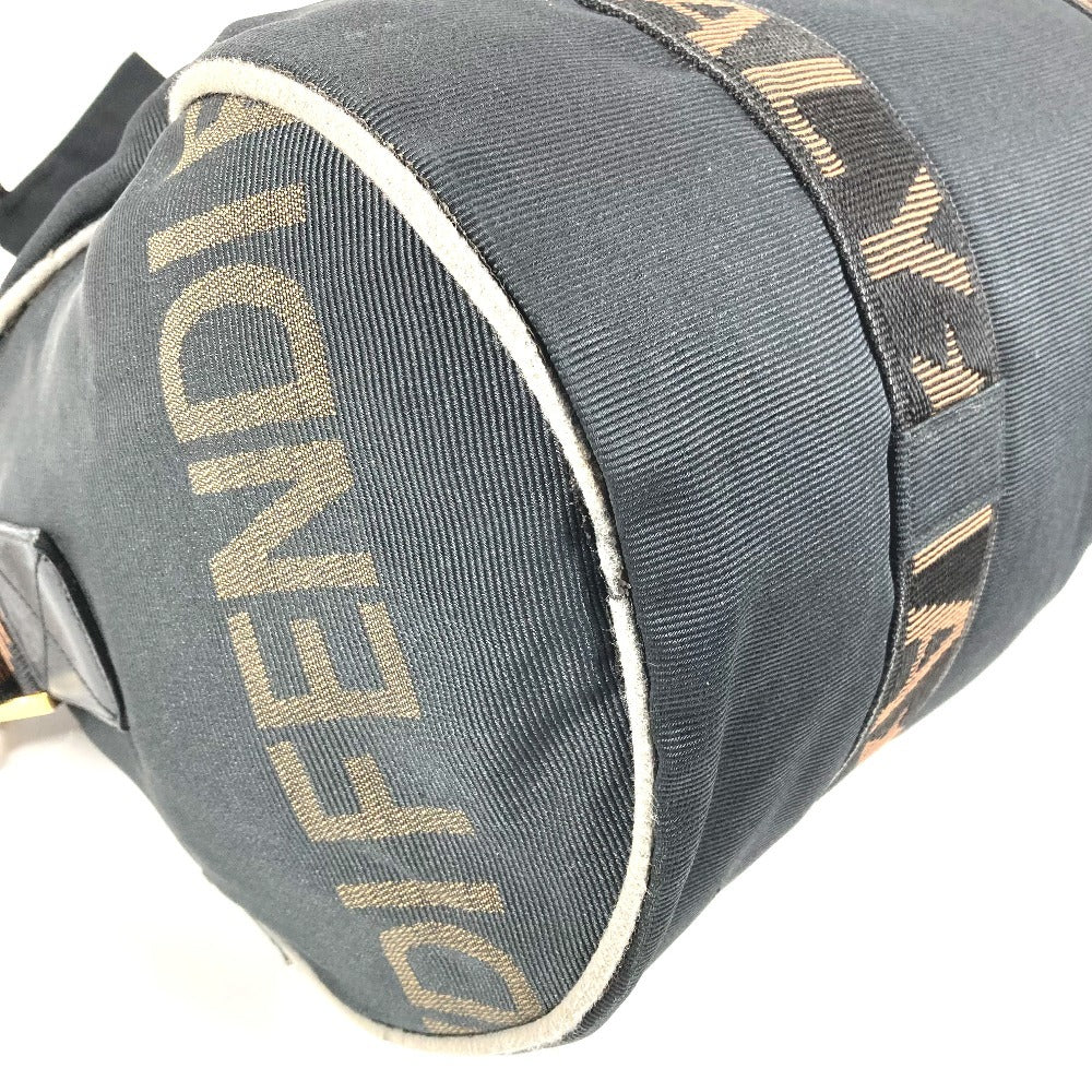 FENDI ヴィンテージ ロゴ ミニボストンバッグ カバン 斜め掛け ハンドバッグ 筒形 ショルダーバッグ ナイロン ユニセックス ブラック