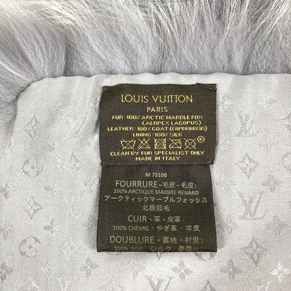LOUIS VUITTON M75100 ティペット アクセサリー ロゴ ファー マフラー フォックス レディース ライトブルー系