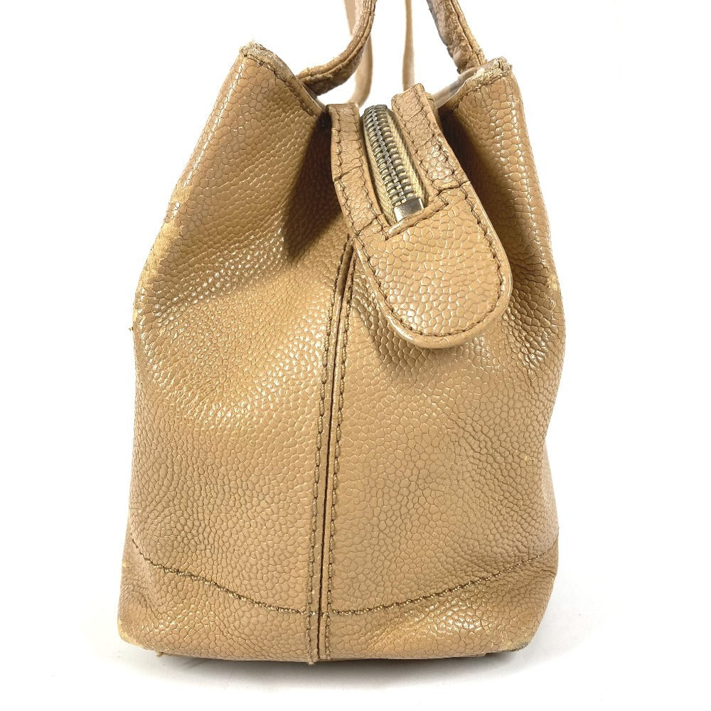 CHANEL Vintage CC Coco Mark Logo Bag Shoulder Tote Bag Shoulder Bag Caviar Skin Women's Beige