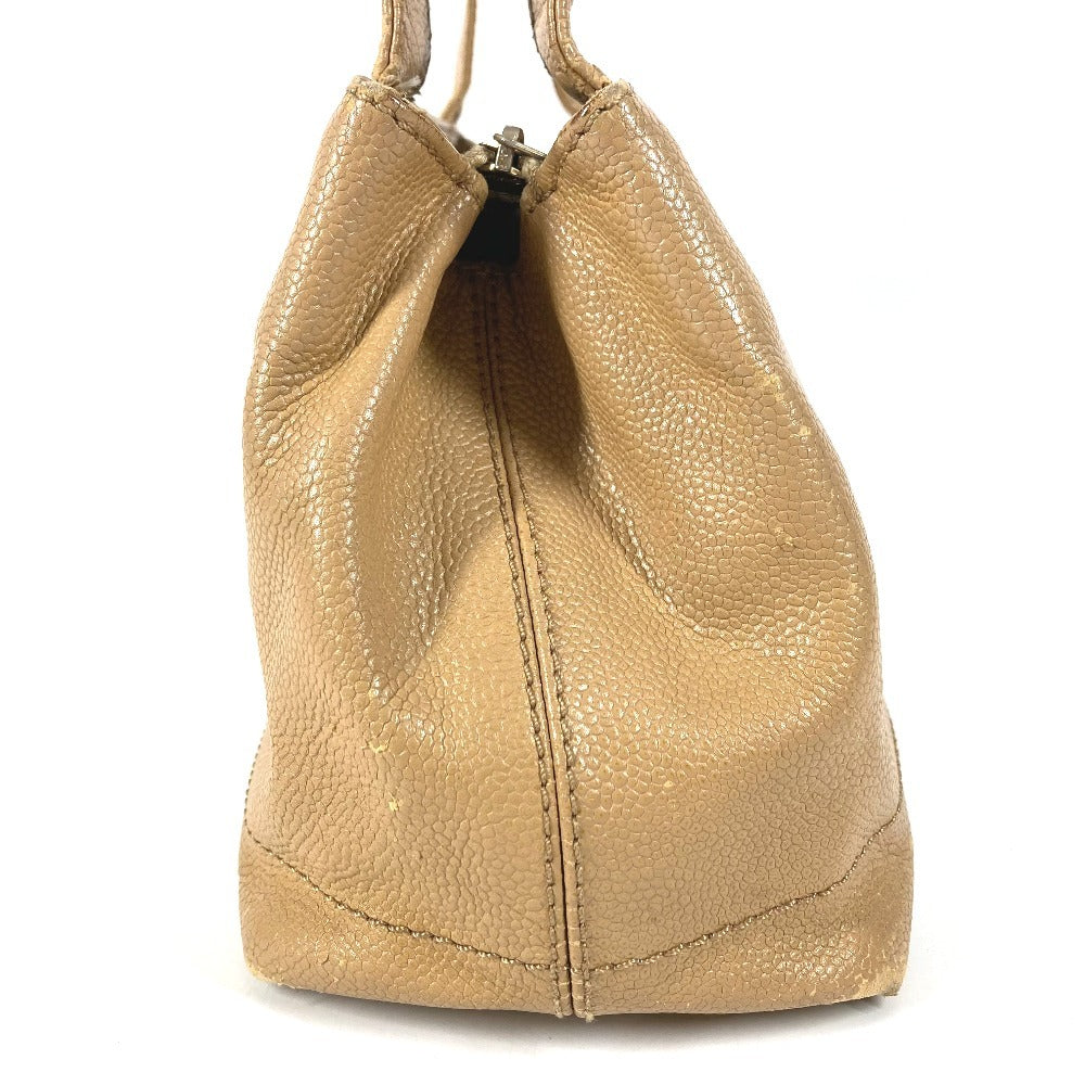 CHANEL Vintage CC Coco Mark Logo Bag Shoulder Tote Bag Shoulder Bag Caviar Skin Women's Beige