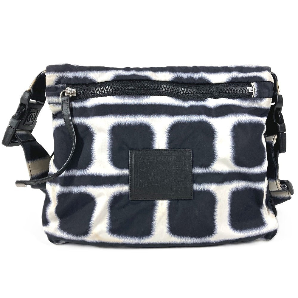 CHANEL スポーツ CC ココマーク ロゴ バイカラー カバン 斜め掛け ショルダーバッグ ナイロン ユニセックス ブラック