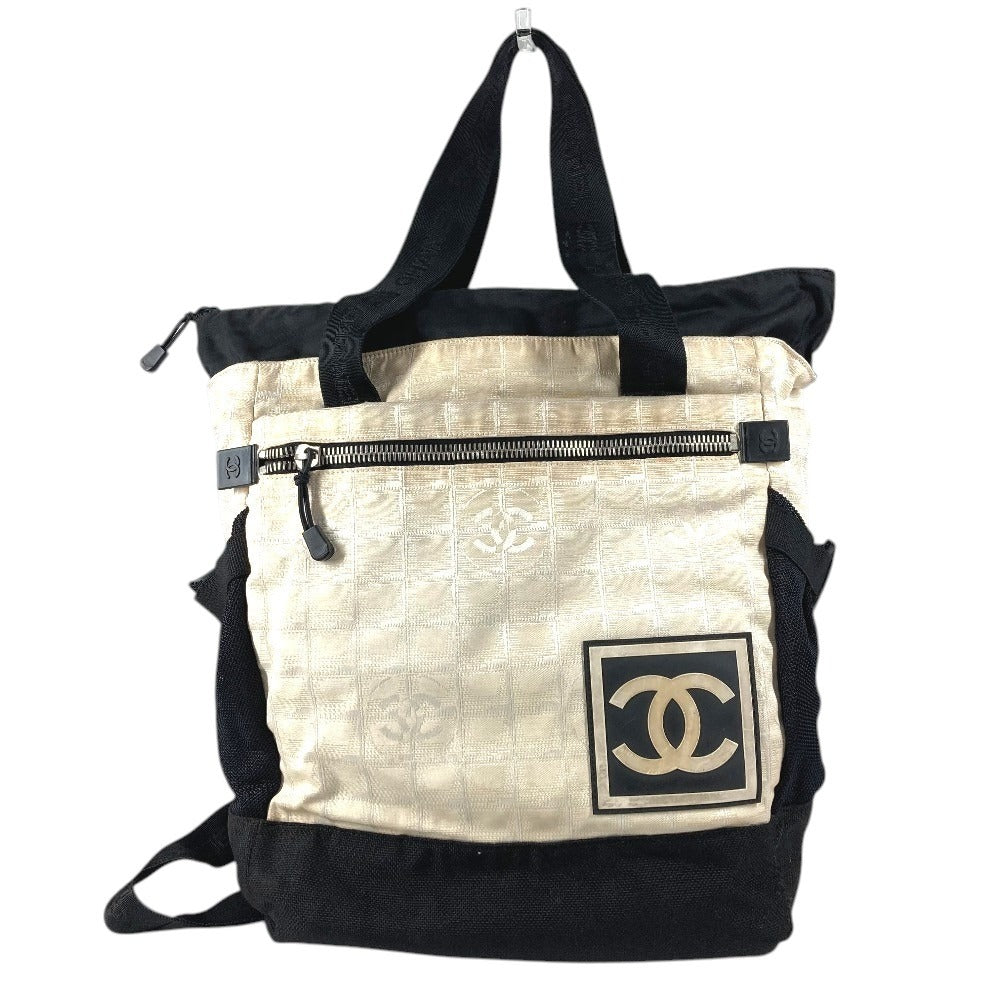 CHANEL スポーツ CC ココマーク ロゴ バイカラー カバン 2WAYバッグ トートバッグ 肩掛け リュックサック ナイロン ユニセックス ブラック