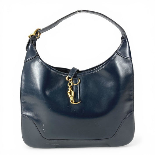 HERMES ヴィンテージ トリム31 トリム 31 カバン 肩掛け トートバッグ ショルダーバッグ レザー ユニセックス ネイビー