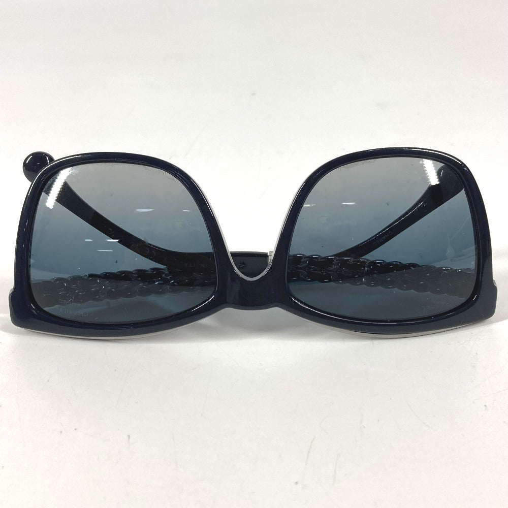 CHANEL 5360-Q-A CC ココマーク ロゴ チェーン めがね メガネ アイウェア 眼鏡 サングラス ユニセックス ネイビー