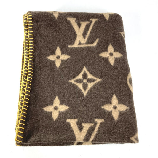 LOUIS VUITTON M92067 モノグラム ラグモノグラム インテリア ひざかけ 毛布 ブランケット ウール ユニセックス アンゴラ ブラウン