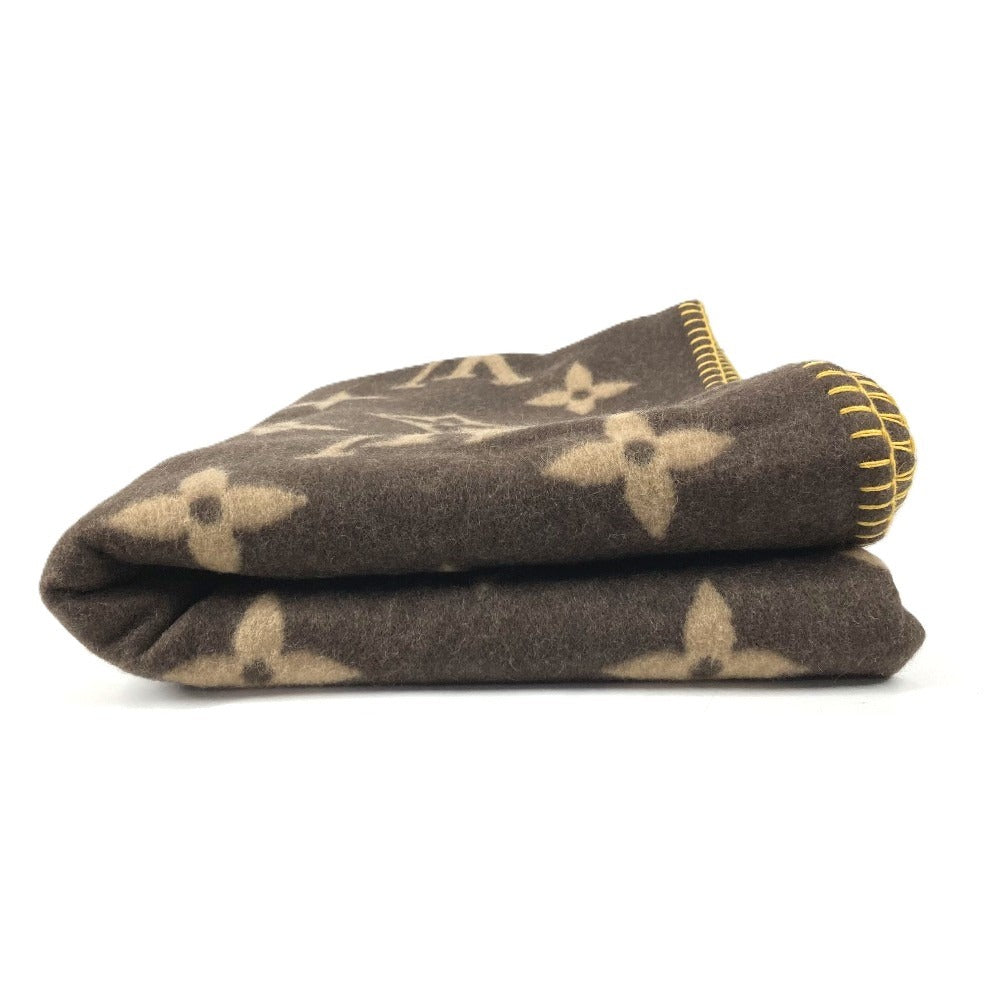LOUIS VUITTON M92067 モノグラム ラグモノグラム インテリア ひざかけ 毛布 ブランケット ウール ユニセックス アンゴラ ブラウン