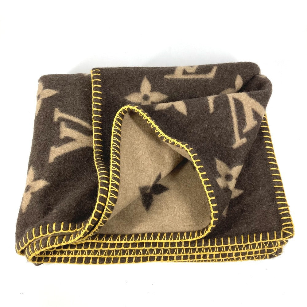 LOUIS VUITTON M92067 モノグラム ラグモノグラム インテリア ひざかけ 毛布 ブランケット ウール ユニセックス アンゴラ ブラウン