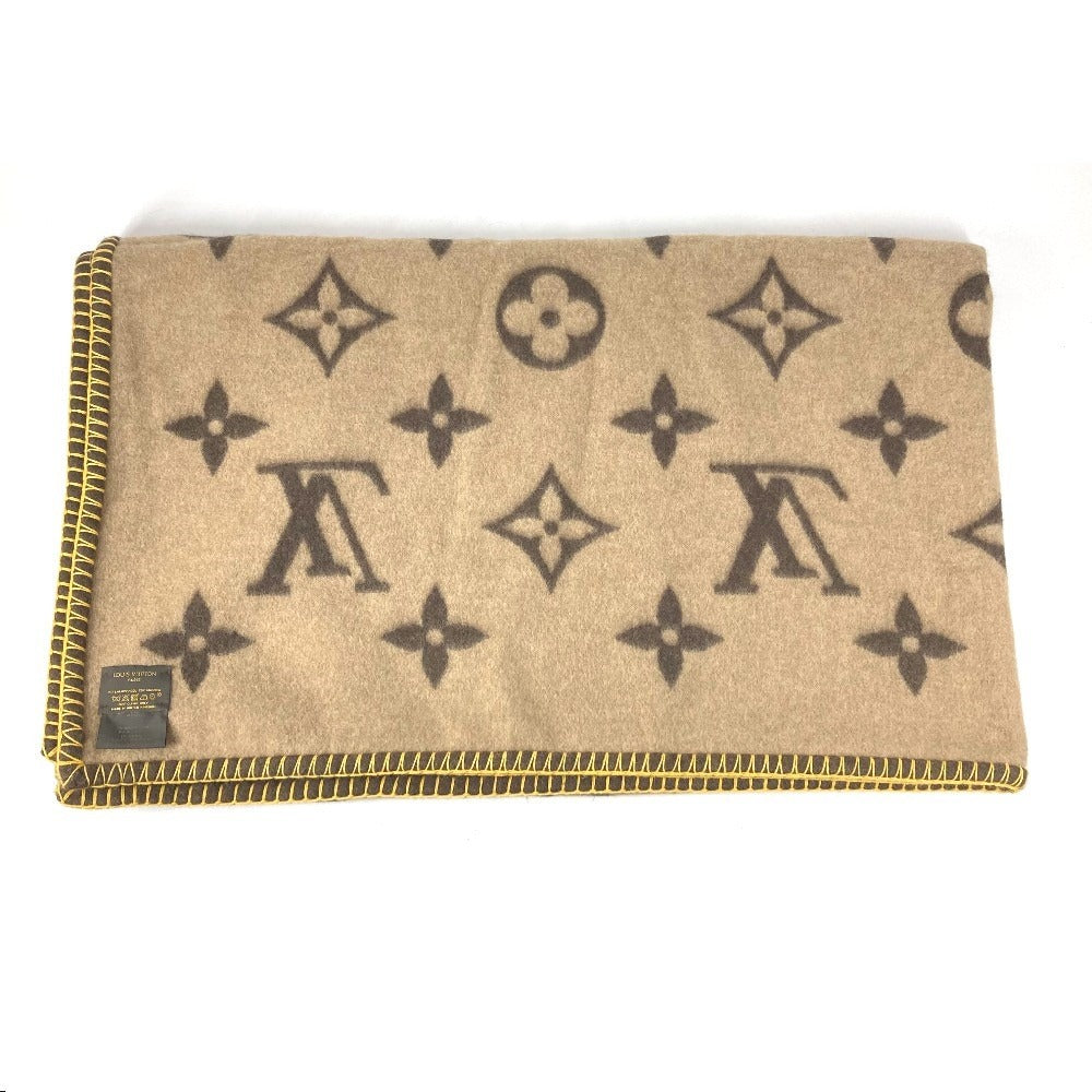 LOUIS VUITTON M92067 モノグラム ラグモノグラム インテリア ひざかけ 毛布 ブランケット ウール ユニセックス アンゴラ ブラウン