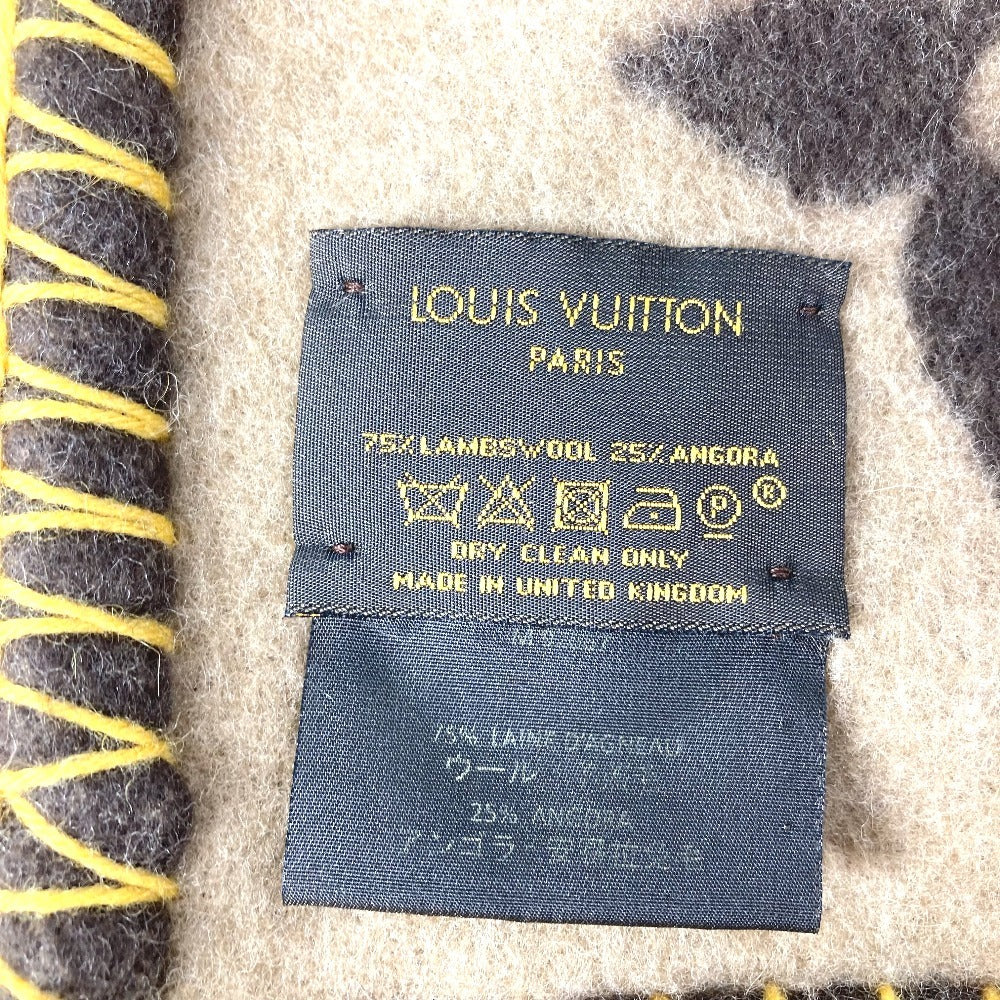 LOUIS VUITTON M92067 モノグラム ラグモノグラム インテリア ひざかけ 毛布 ブランケット ウール ユニセックス アンゴラ ブラウン