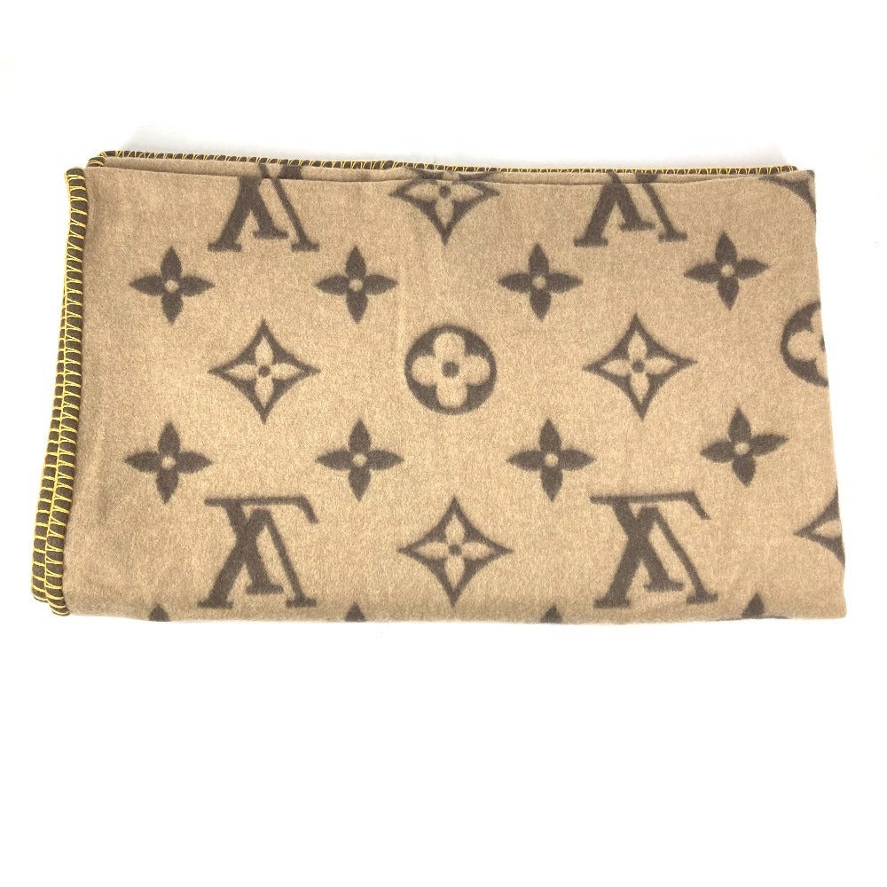 LOUIS VUITTON M92067 モノグラム ラグモノグラム インテリア ひざかけ 毛布 ブランケット ウール ユニセックス アンゴラ ブラウン