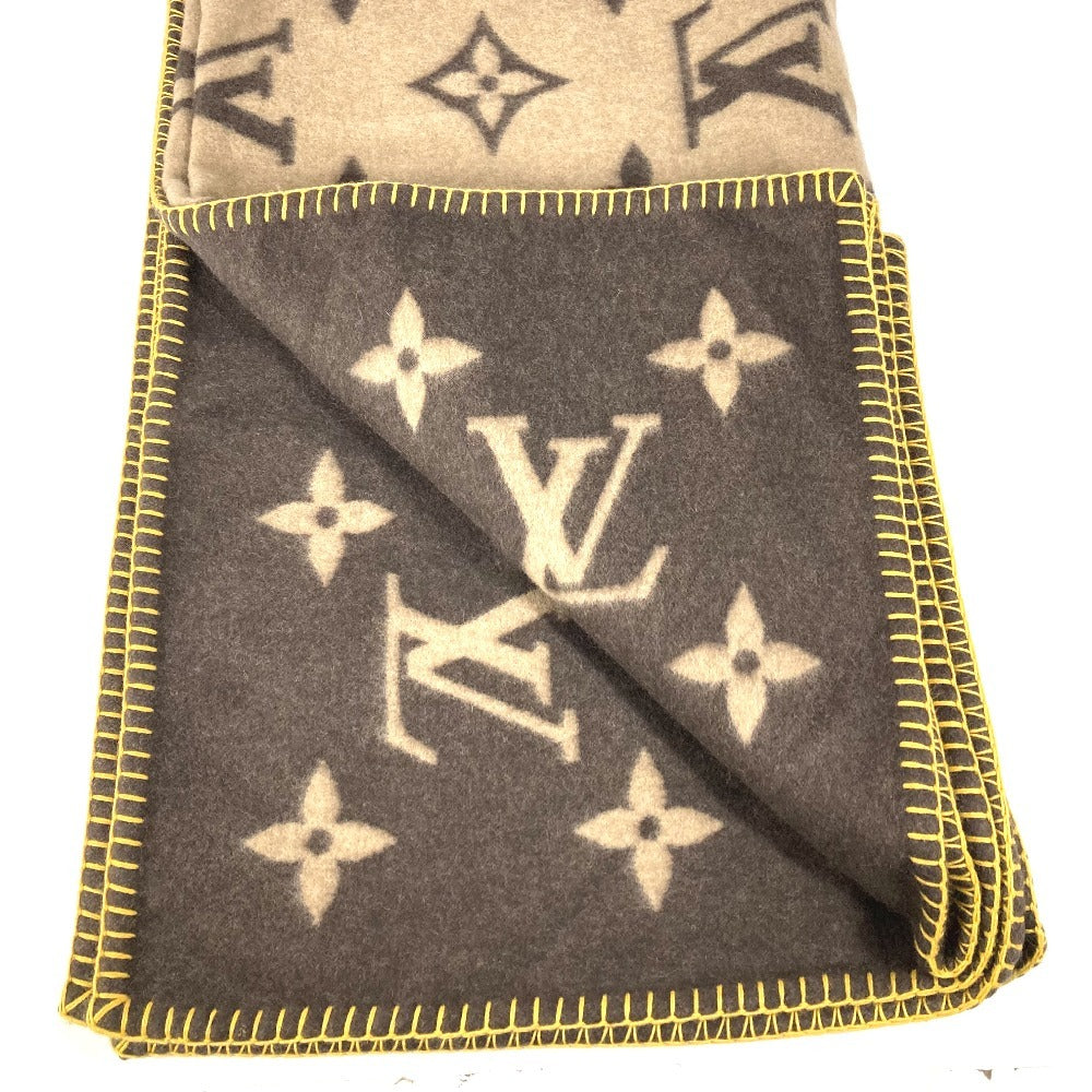 LOUIS VUITTON M92067 モノグラム ラグモノグラム インテリア ひざかけ 毛布 ブランケット ウール ユニセックス アンゴラ ブラウン