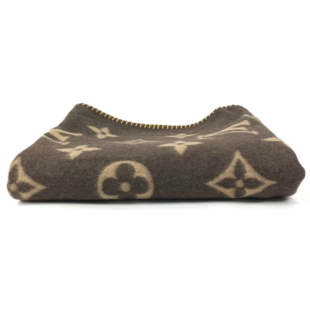 LOUIS VUITTON M92067 モノグラム ラグモノグラム インテリア ひざかけ 毛布 ブランケット ウール ユニセックス アンゴラ ブラウン