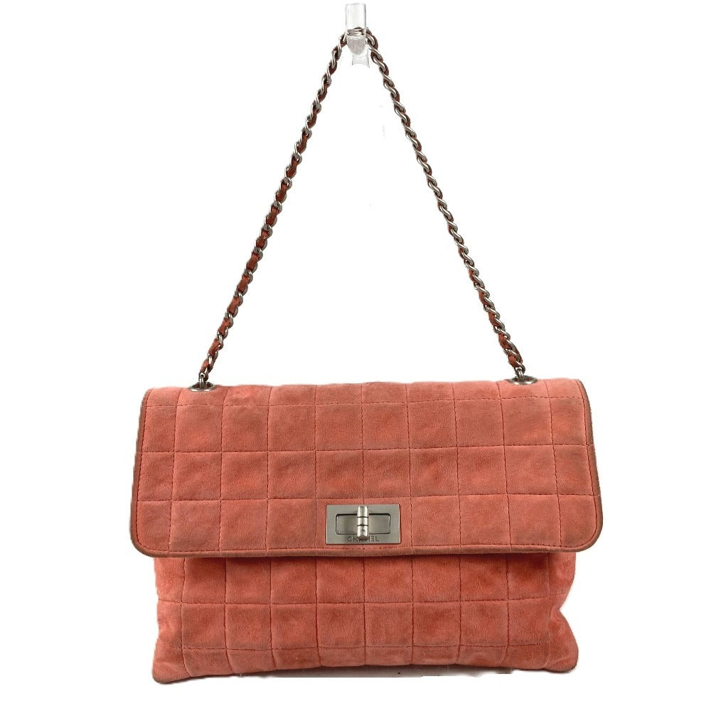 CHANEL フラップ 2.55金具 チョコバー カバン 肩掛け フラップ ショルダーバッグ スエード ユニセックス ピンク