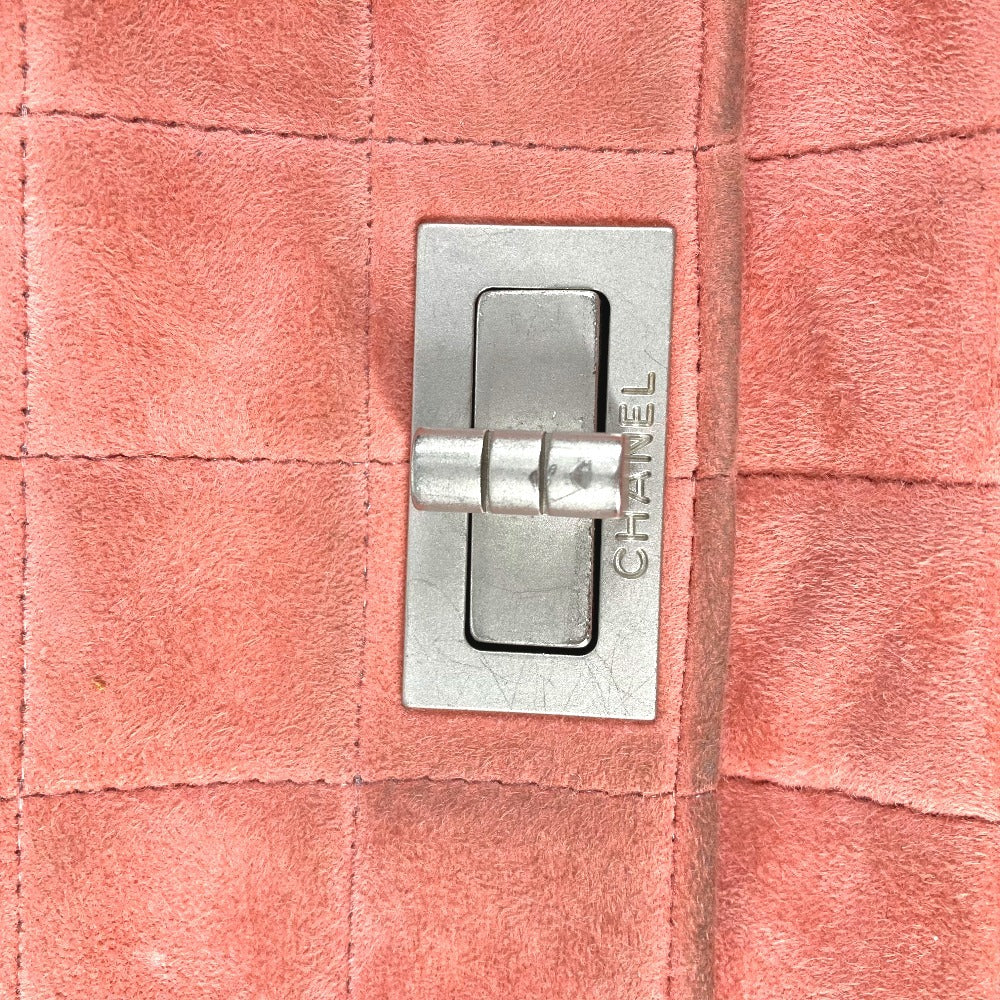 CHANEL フラップ 2.55金具 チョコバー カバン 肩掛け フラップ ショルダーバッグ スエード ユニセックス ピンク