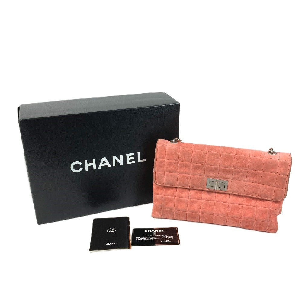 CHANEL フラップ 2.55金具 チョコバー カバン 肩掛け フラップ ショルダーバッグ スエード ユニセックス ピンク