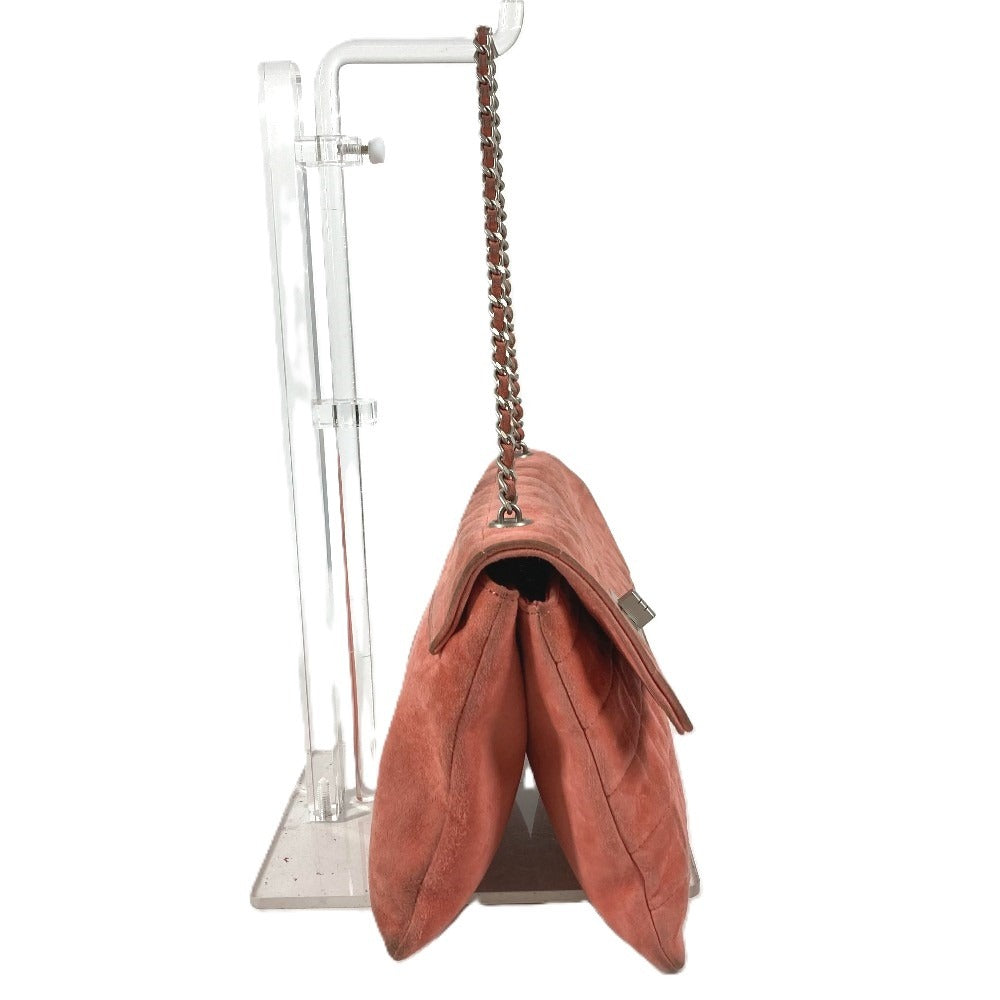 CHANEL フラップ 2.55金具 チョコバー カバン 肩掛け フラップ ショルダーバッグ スエード ユニセックス ピンク