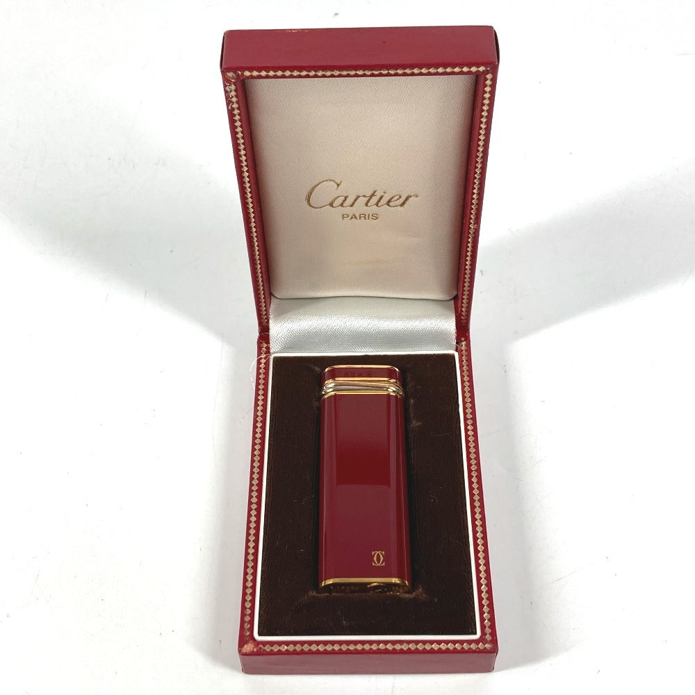 CARTIER Logo Trinity Smoking Accessory Lighter Metal Unisex Wine Red