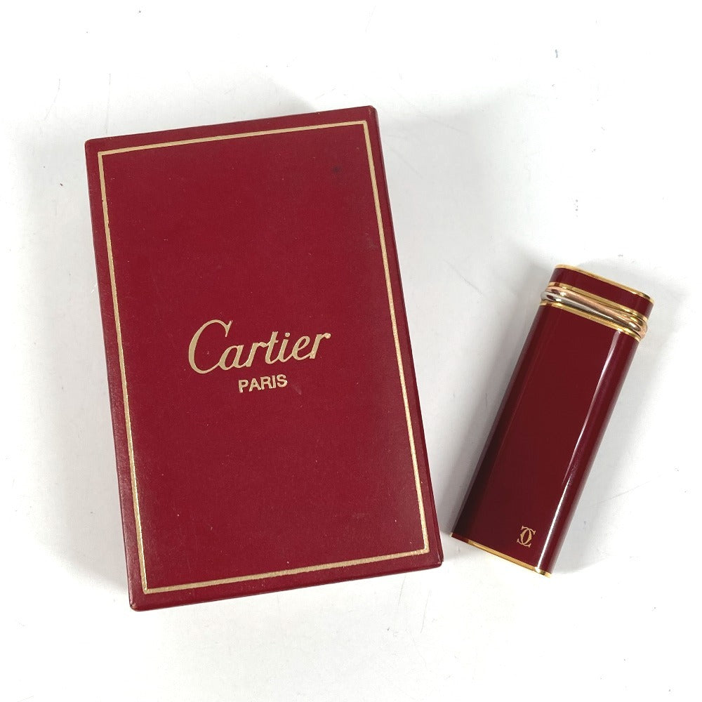 CARTIER Logo Trinity Smoking Accessory Lighter Metal Unisex Wine Red