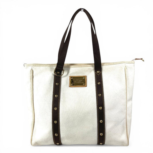 LOUIS VUITTON M40033 アンティグア カバGM カバ GM カバン 肩掛け トートバッグ ショルダーバッグ キャンバス ユニセックス エクリュ ホワイト