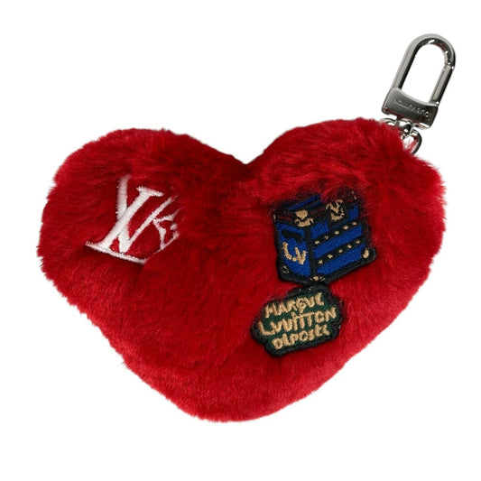 LOUIS VUITTON M03171 バッグチャーム LV ラッキー ハート バッグチャーム ファー キーホルダー ベルベット ユニセックス レッド