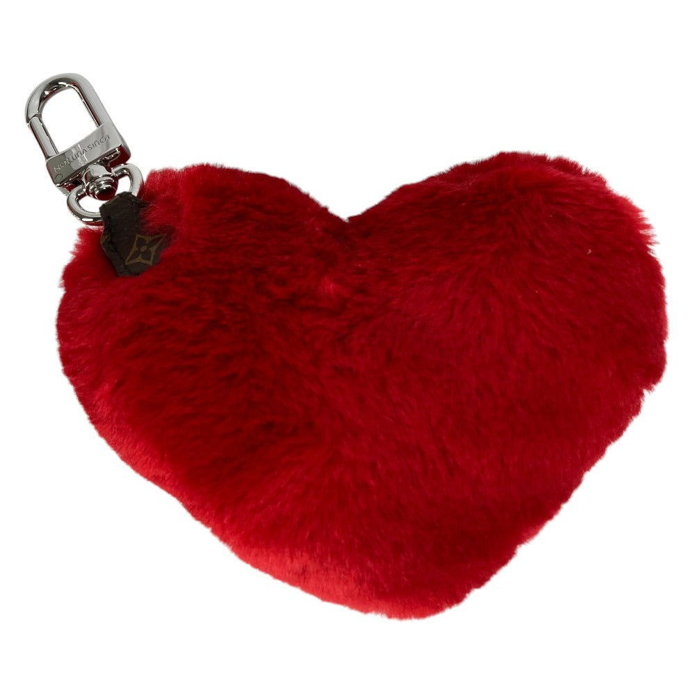 LOUIS VUITTON M03171 Bag Charm LV Lucky Heart Bag Charm Fur Key Holder Velvet Unisex Red
