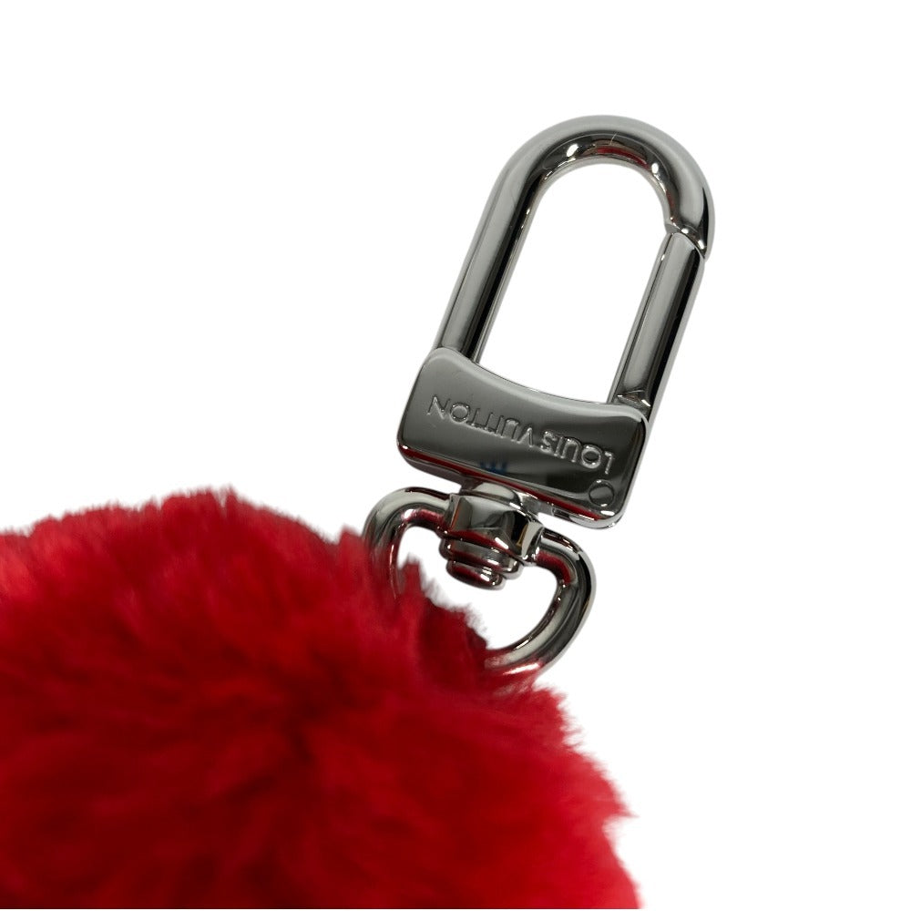 LOUIS VUITTON M03171 Bag Charm LV Lucky Heart Bag Charm Fur Key Holder Velvet Unisex Red