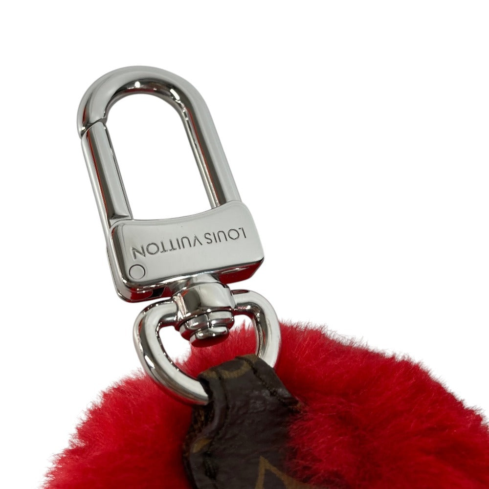 LOUIS VUITTON M03171 Bag Charm LV Lucky Heart Bag Charm Fur Key Holder Velvet Unisex Red