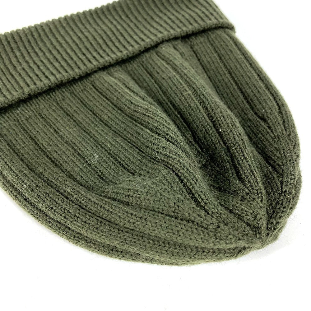 GUCCI 811344 Logo Beanie Hat Knit Cap Wool Unisex Khaki