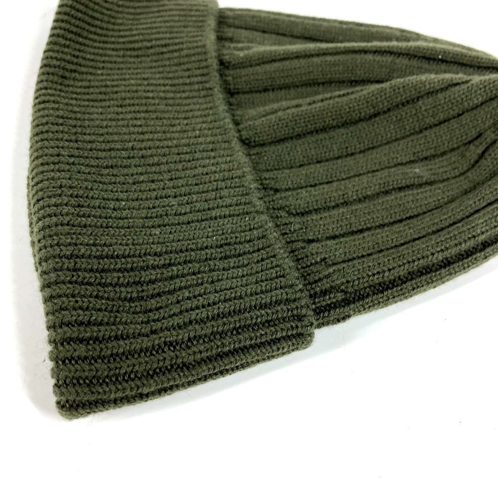 GUCCI 811344 Logo Beanie Hat Knit Cap Wool Unisex Khaki