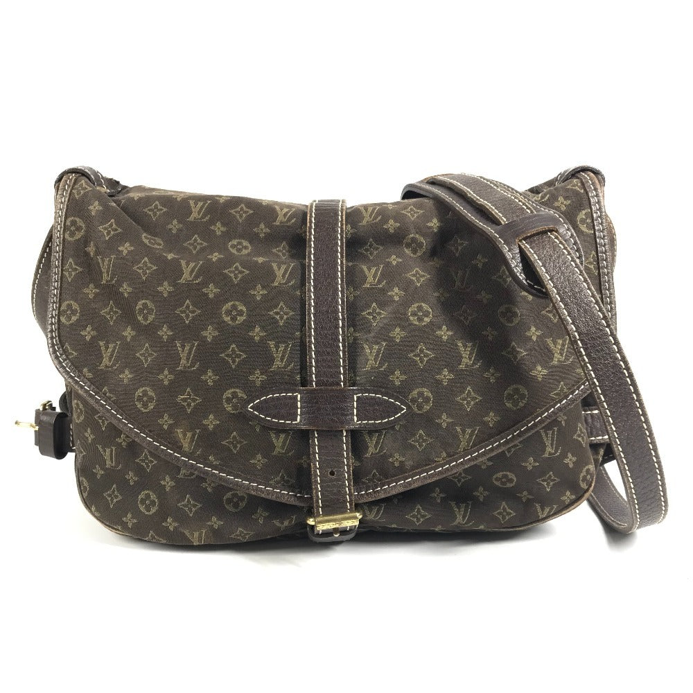 LOUIS VUITTON M95227 Monogram Mini Lin Saumur 30 Crossbody Flap Shoulder Bag Monogram Mini Lin Canvas Unisex Fushain Brown
