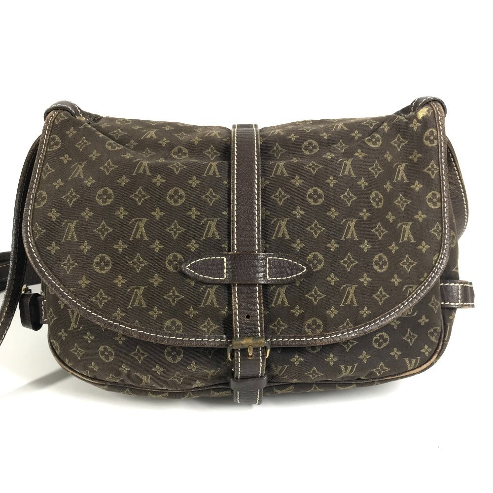 LOUIS VUITTON M95227 Monogram Mini Lin Saumur 30 Crossbody Flap Shoulder Bag Monogram Mini Lin Canvas Unisex Fushain Brown