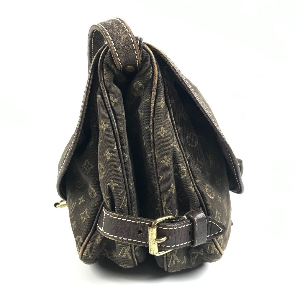 LOUIS VUITTON M95227 Monogram Mini Lin Saumur 30 Crossbody Flap Shoulder Bag Monogram Mini Lin Canvas Unisex Fushain Brown