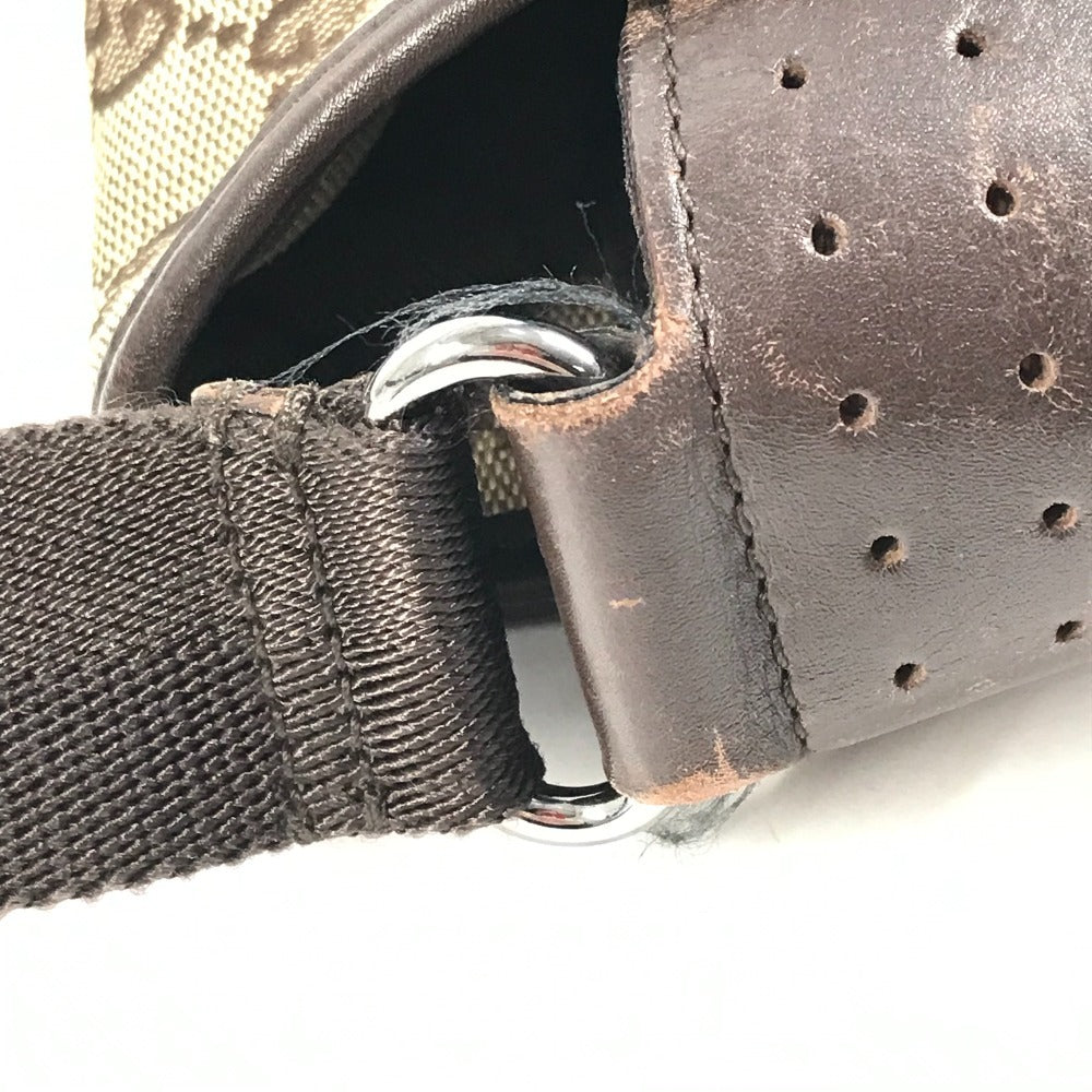 GUCCI 145859 GG ロゴ 斜め掛け カバン フラップ メッセンジャーバッグ ショルダーバッグ GGキャンバス/レザー ユニセックス ベージュ