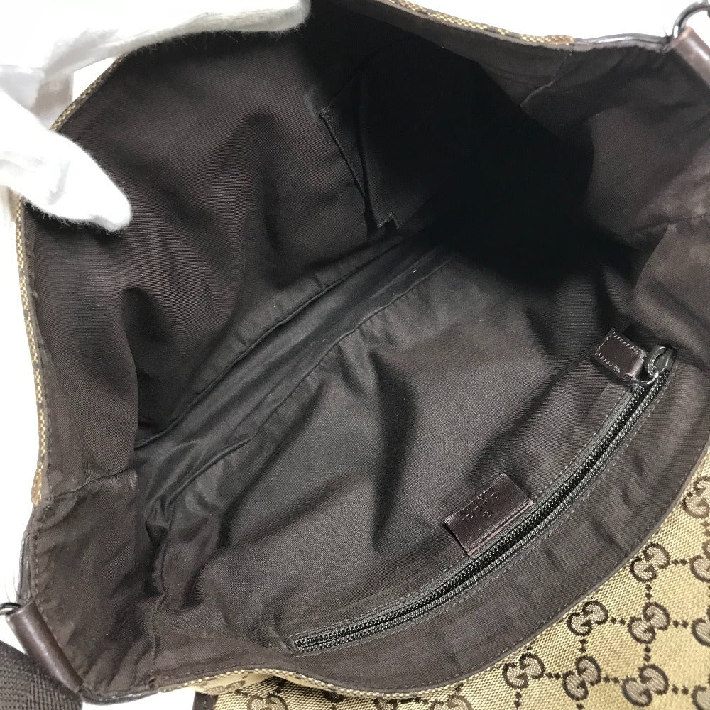 GUCCI 145859 GG ロゴ 斜め掛け カバン フラップ メッセンジャーバッグ ショルダーバッグ GGキャンバス/レザー ユニセックス ベージュ