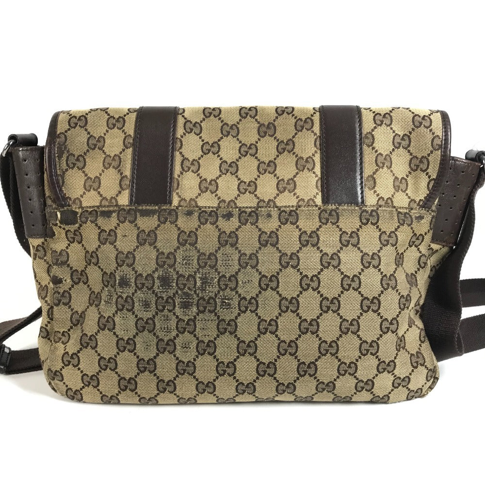 GUCCI 145859 GG ロゴ 斜め掛け カバン フラップ メッセンジャーバッグ ショルダーバッグ GGキャンバス/レザー ユニセックス ベージュ