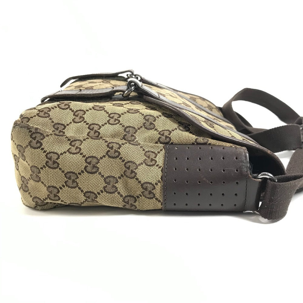GUCCI 145859 GG ロゴ 斜め掛け カバン フラップ メッセンジャーバッグ ショルダーバッグ GGキャンバス/レザー ユニセックス ベージュ
