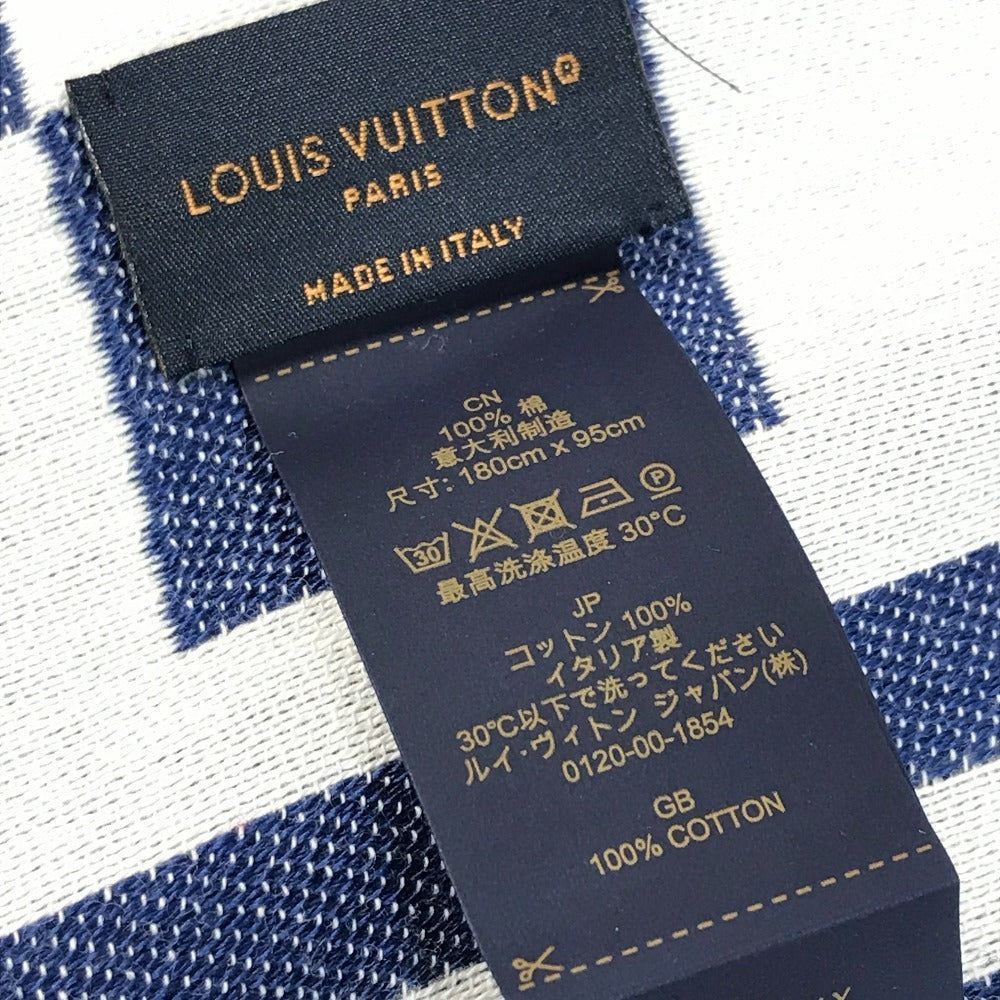LOUIS VUITTON M78404 ストライプ LV グラフィカル ビーチブランケット フリンジ 毛布 インテリア タオル ブランケット コットン ユニセックス ブルー