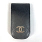 CHANEL CC Coco Mark Logo Matelassé Quilted Wallet Bill Clip Money Clip Caviar Skin Women's Black