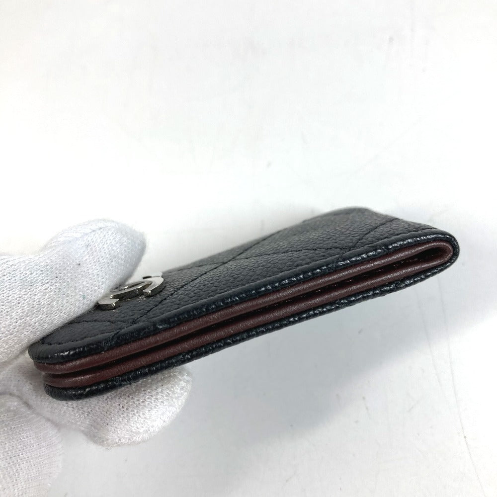 CHANEL CC Coco Mark Logo Matelassé Quilted Wallet Bill Clip Money Clip Caviar Skin Women's Black