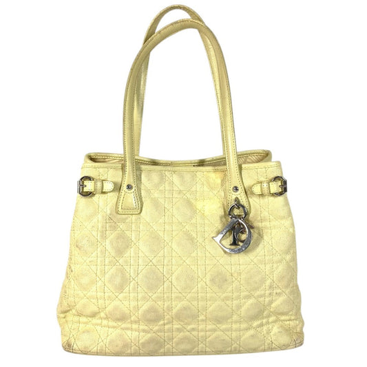 Dior Cannage Quilted Logo Bag Shoulder Bag Tote Bag Shoulder Bag Leather/Coated Canvas Unisex Yellow
