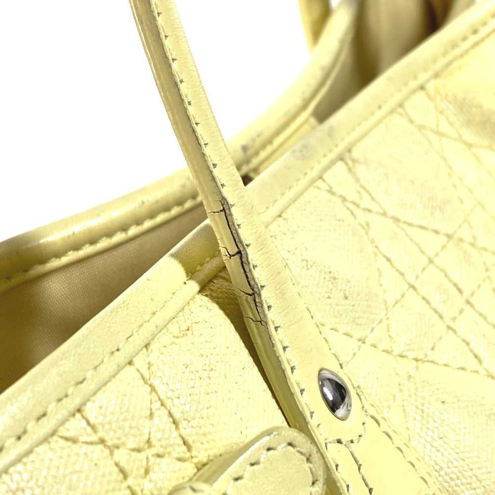 Dior Cannage Quilted Logo Bag Shoulder Bag Tote Bag Shoulder Bag Leather/Coated Canvas Unisex Yellow