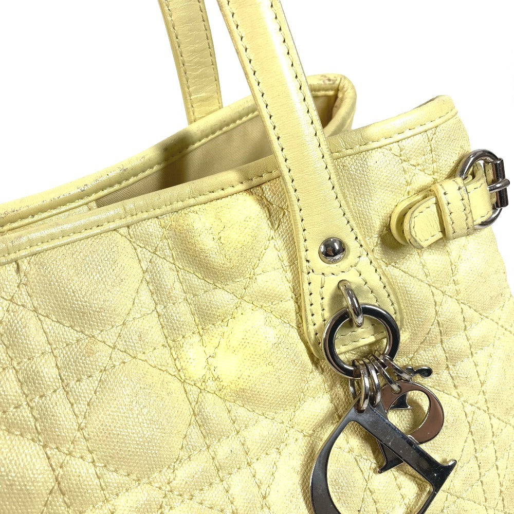 Dior Cannage Quilted Logo Bag Shoulder Bag Tote Bag Shoulder Bag Leather/Coated Canvas Unisex Yellow