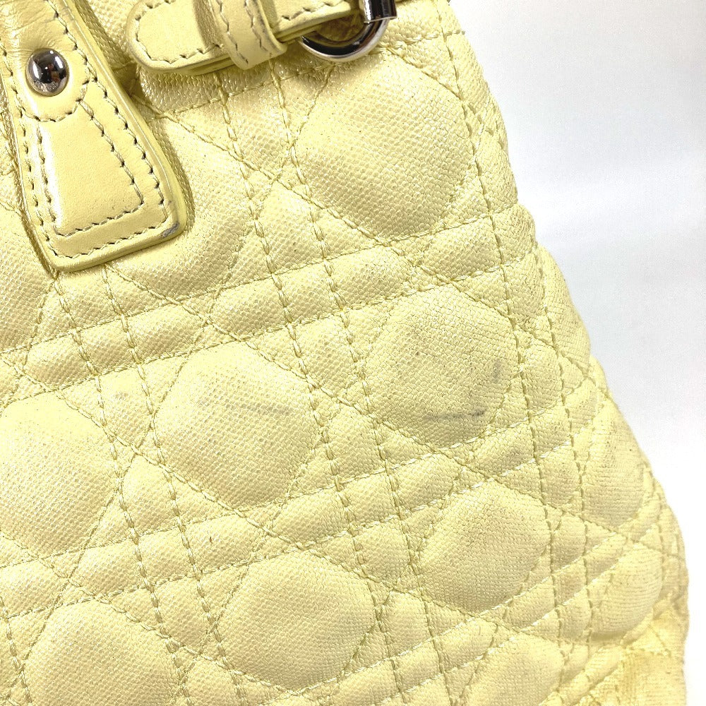 Dior Cannage Quilted Logo Bag Shoulder Bag Tote Bag Shoulder Bag Leather/Coated Canvas Unisex Yellow