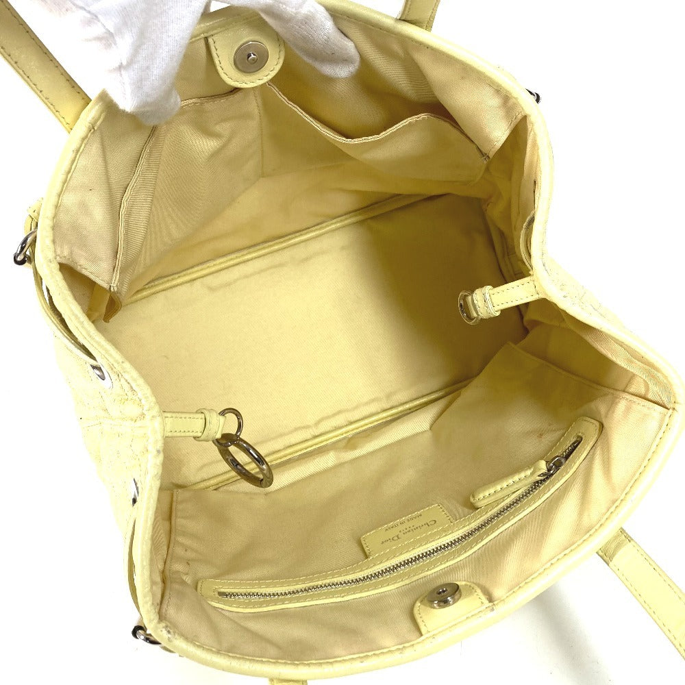 Dior Cannage Quilted Logo Bag Shoulder Bag Tote Bag Shoulder Bag Leather/Coated Canvas Unisex Yellow