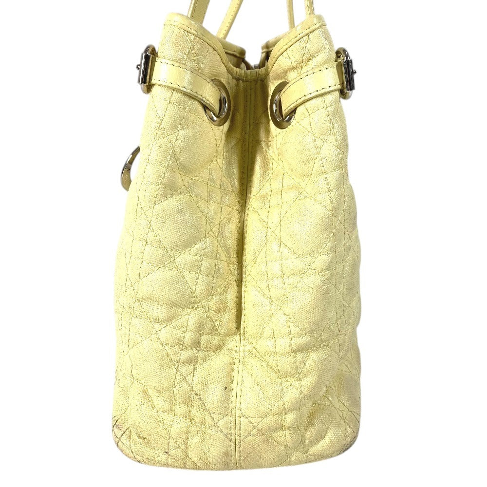 Dior Cannage Quilted Logo Bag Shoulder Bag Tote Bag Shoulder Bag Leather/Coated Canvas Unisex Yellow