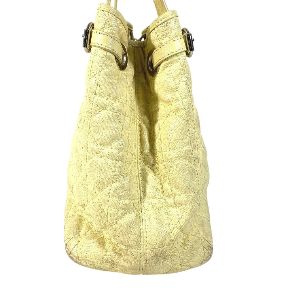 Dior Cannage Quilted Logo Bag Shoulder Bag Tote Bag Shoulder Bag Leather/Coated Canvas Unisex Yellow